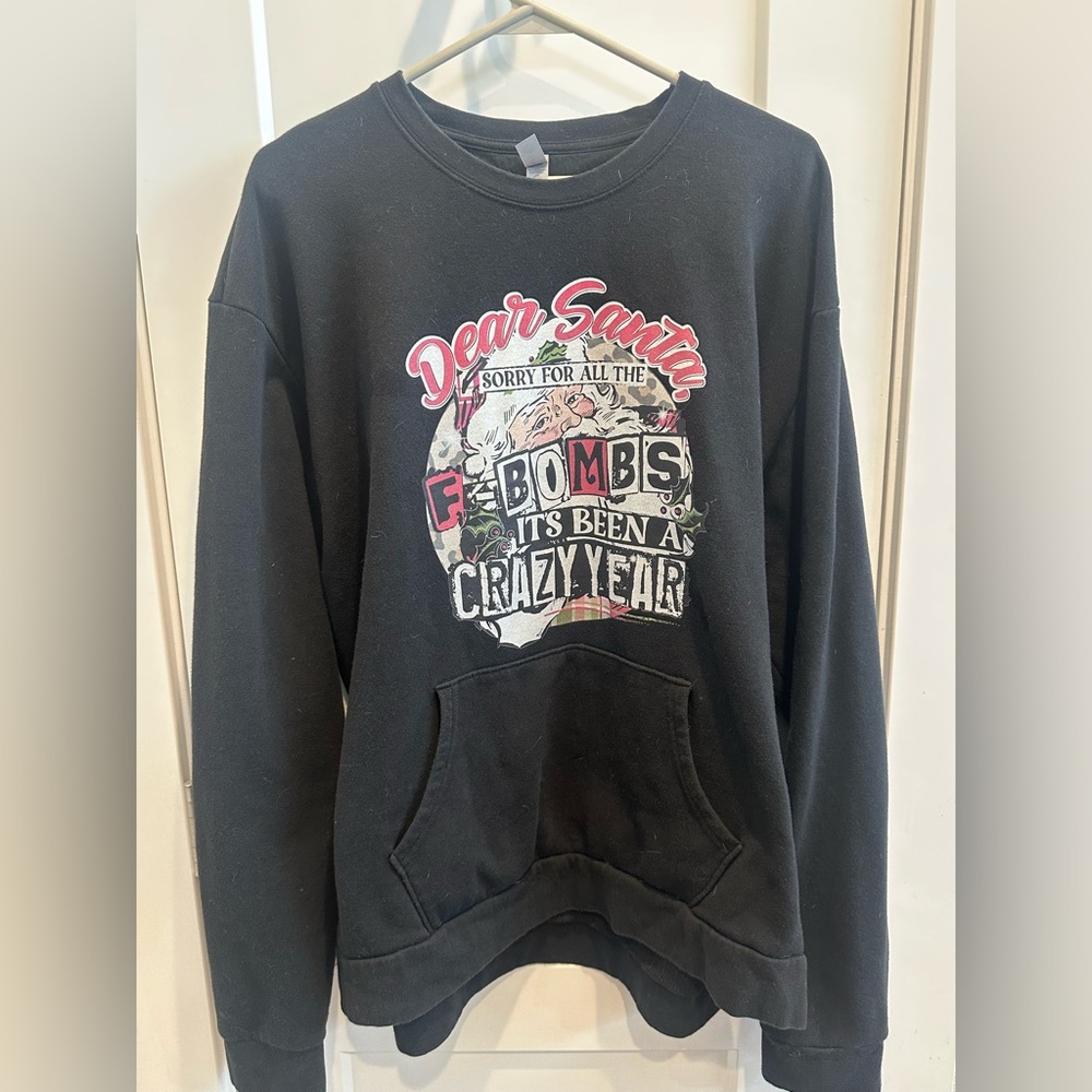 Next Level Apparel Black Graphic Crewneck Sweater Christmas
